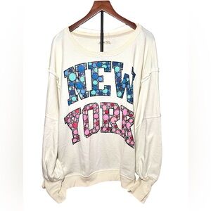 NWT Free People We the Free  Graphic Camden Bespoke New York Sweatshirt XL